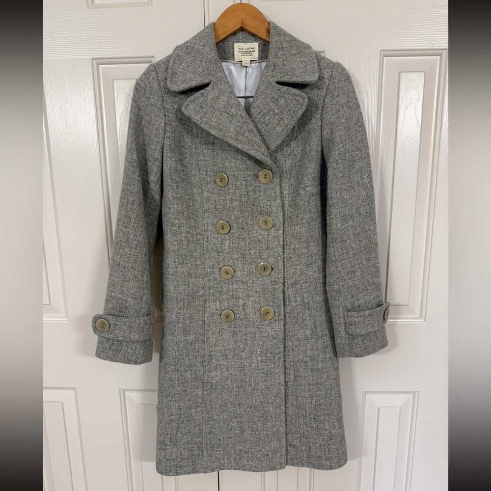 Nili Lotan Wool Scottish Tweed Pea Coat 2